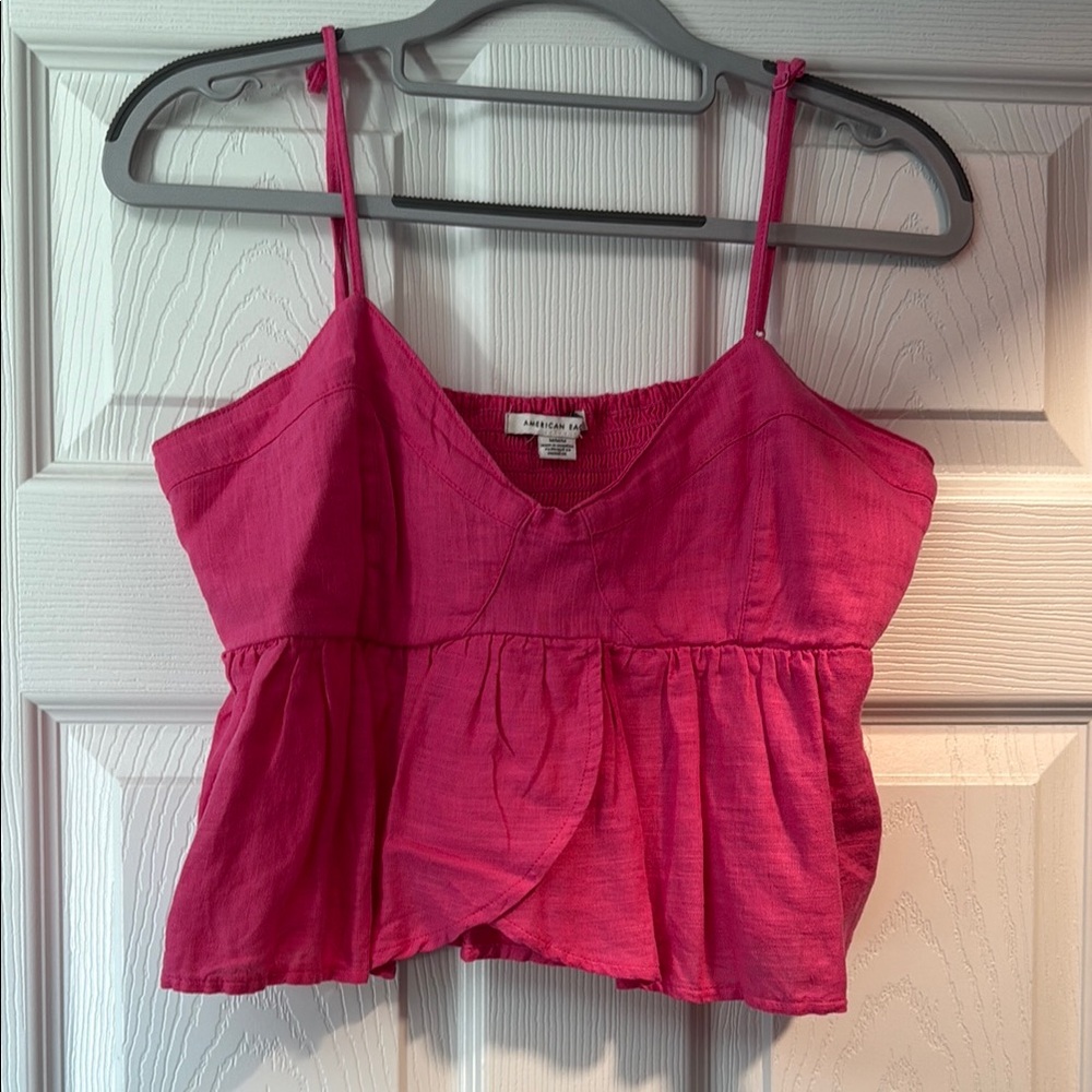 American Eagle Pink Sleeveless Peplum Camisole
